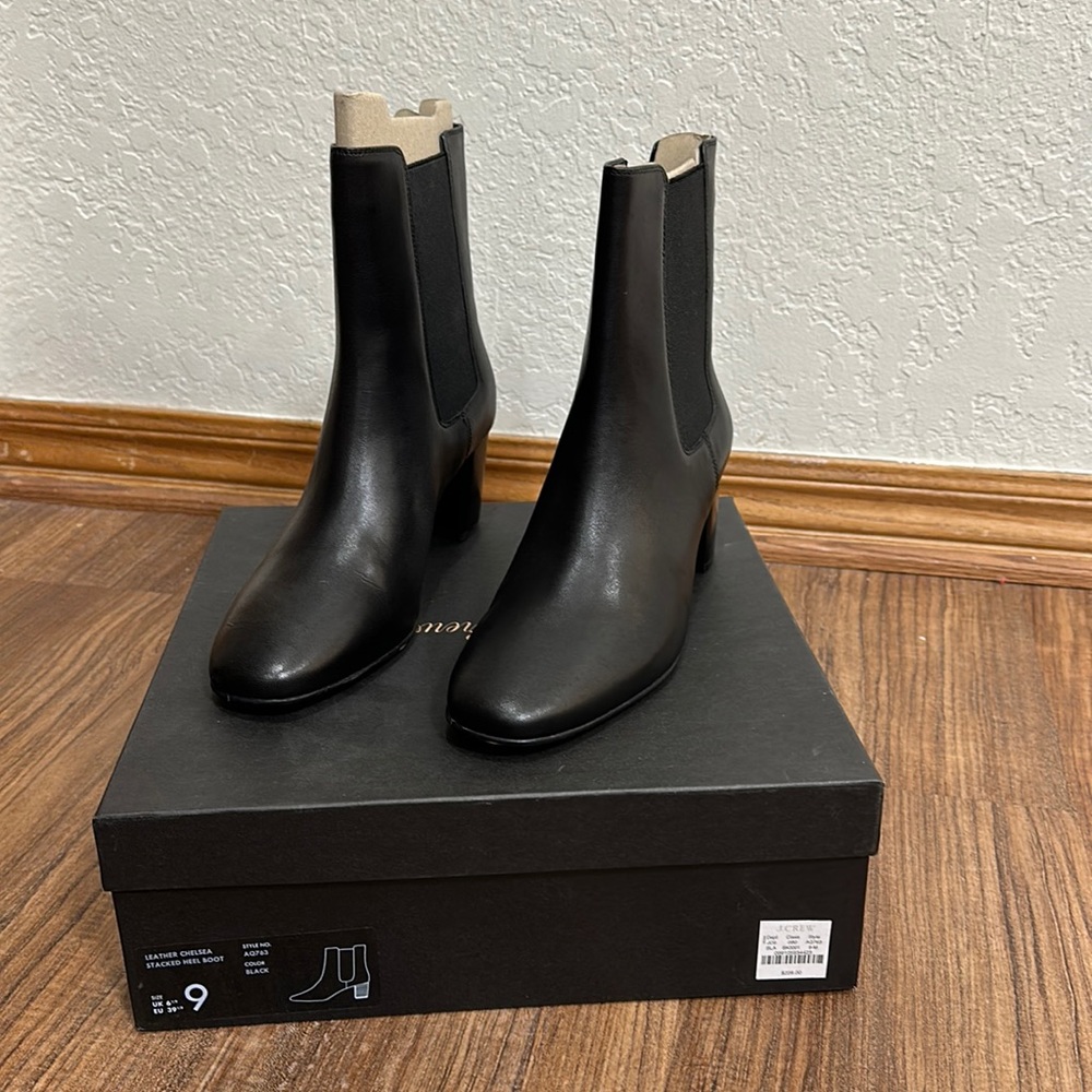 J. Crew Leather Chelsea Stacked Heel Boot